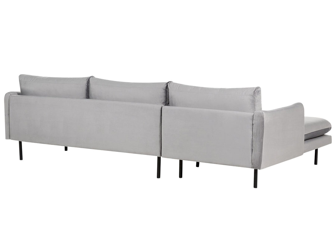 Velvet Corner Sofa Right Hand Grey Vinterbro