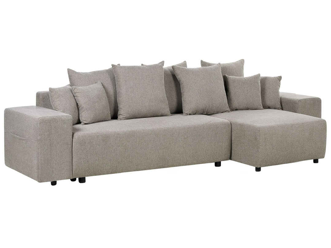 Luspa Left Hand Fabric Corner Sofa Bed with Storage Taupe