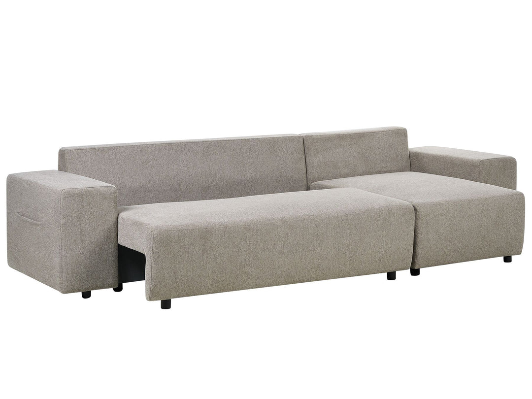 Luspa Left Hand Fabric Corner Sofa Bed with Storage Taupe
