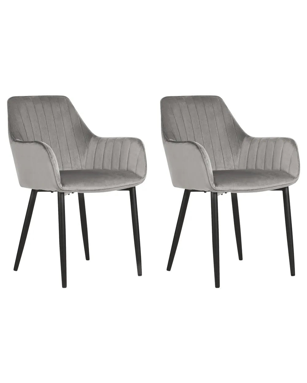 Set of 2 Dining Chairs Velvet Dark Grey Kyla