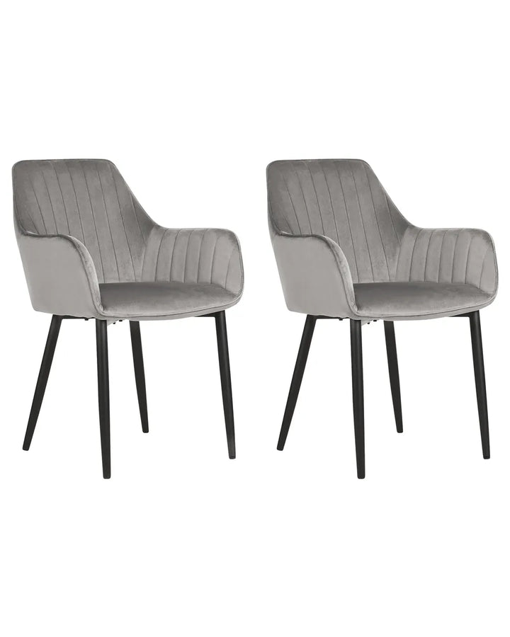 Set of 2 Dining Chairs Velvet Dark Grey Kyla