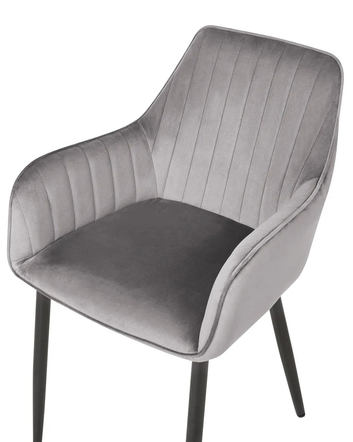 Set of 2 Dining Chairs Velvet Dark Grey Kyla