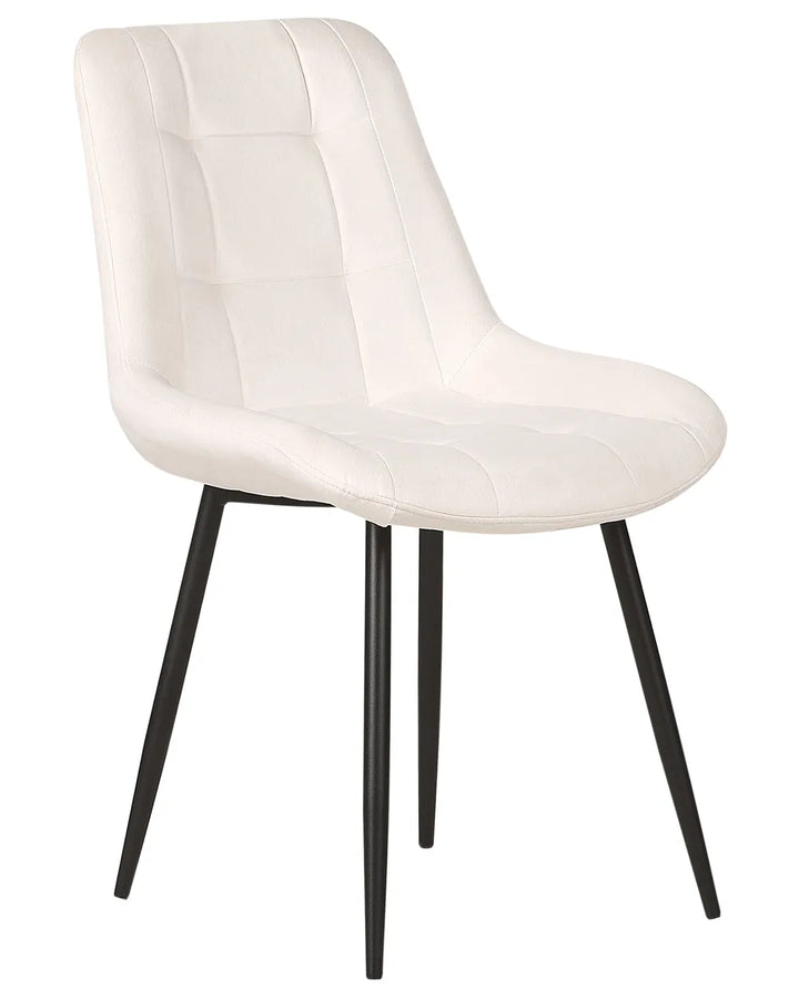 Set of 2 Dining Chairs Velvet Off-White Flora