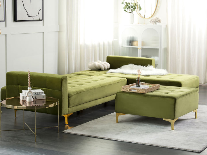 Aberdeen Corner Sofa Green Velvet Left Hand