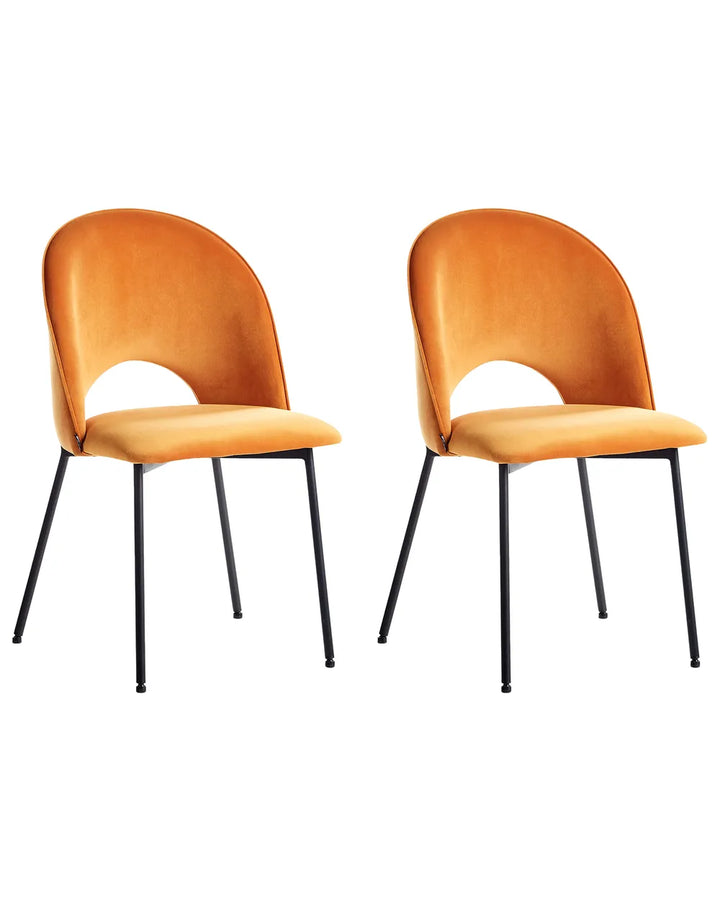 Set of 2 Dining Chairs Velvet Orange Pia