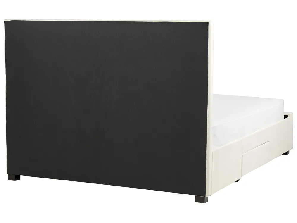 Bed with Storage Drawers Velvet 160 x 200 cm (EU King Size) Light Beige Klea