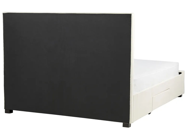 Bed with Storage Drawers Velvet 160 x 200 cm (EU King Size) Light Beige Klea