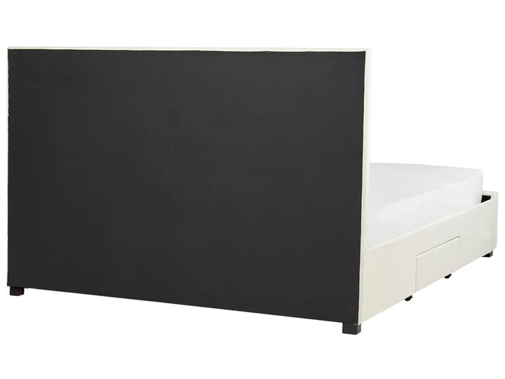 Bed with Storage Drawers Velvet 180 x 200 cm (EU Super King) Light Beige Klea