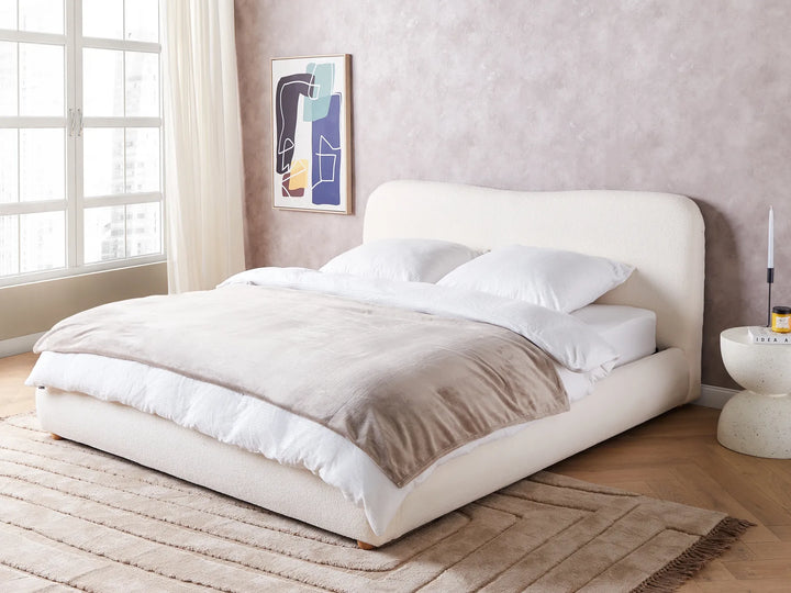 Ottoman Bed Boucle 180 x 200 cm (EU Super King) Off-White Lorelai