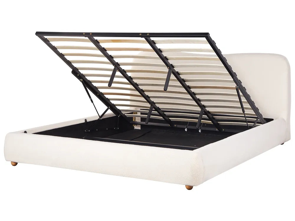 Ottoman Bed Boucle 180 x 200 cm (EU Super King) Off-White Lorelai