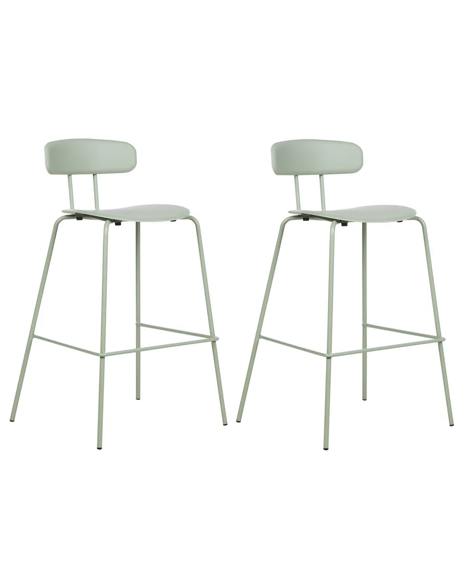 Set of 2 Bar Chairs Light Green Trendy Design Orvion