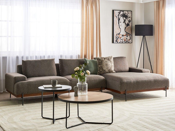Mariferd Left Hand Fabric Corner Sofa Brown