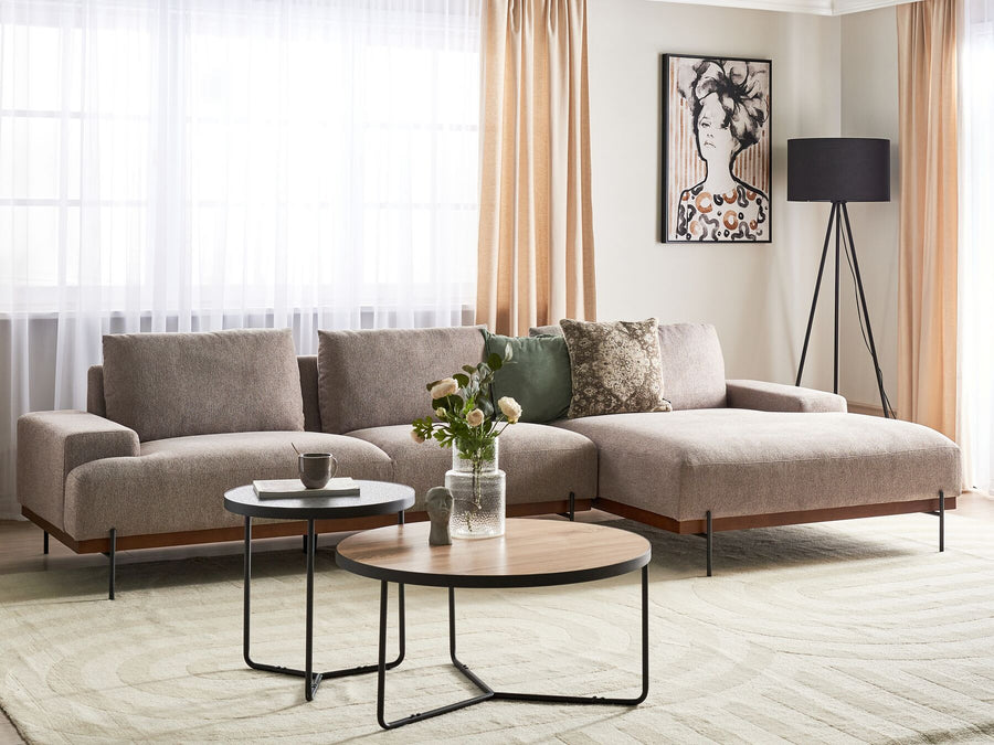 Mariferd Left Hand Corner Fabric Sofa Light Brown
