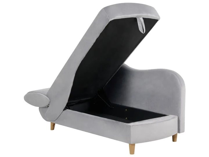 Left-Hand Chaise Lounge Velvet Light Grey with Storage Harriet