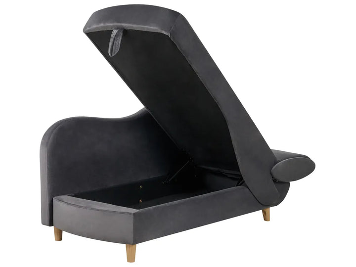 Right-Hand Chaise Lounge Velvet Dark Grey with Storage Harriet