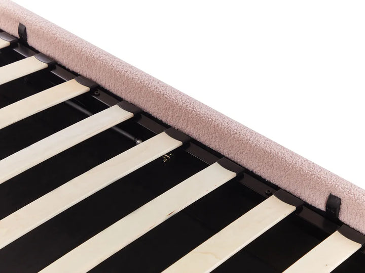 Ottoman Bed without Headboard Boucle 90 x 200 cm (EU Single) Pastel Pink Eirwen