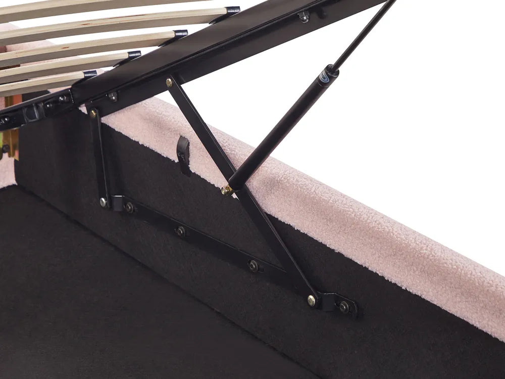 Ottoman Bed without Headboard Boucle 90 x 200 cm (EU Single) Pastel Pink Eirwen