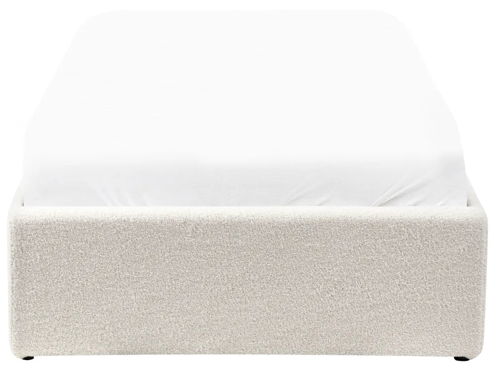 Ottoman Bed without Headboard Boucle 90 x 200 cm (EU Single) Off-White Miley
