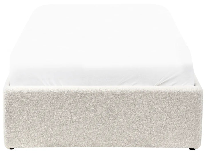 Ottoman Bed without Headboard Boucle 90 x 200 cm (EU Single) Off-White Miley