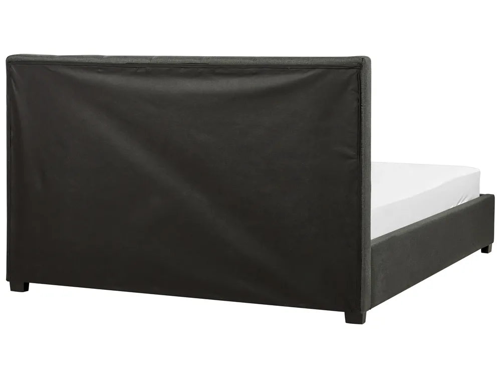 Bed with Storage Drawers Fabric 160 x 200 cm (EU King Size) Dark Grey Nancy