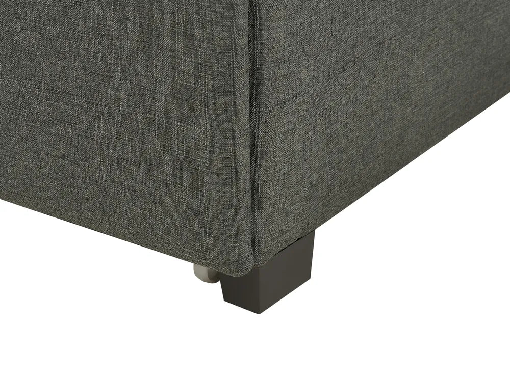 Bed with Storage Drawers Fabric 160 x 200 cm (EU King Size) Dark Grey Nancy