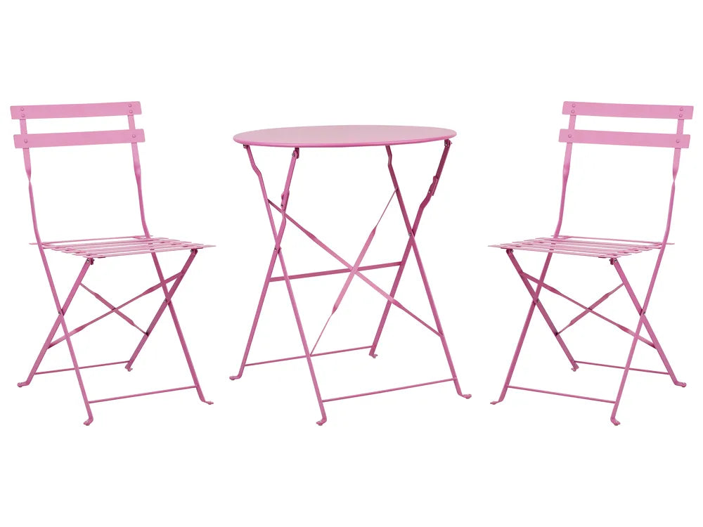 Bistro Set Folding Metal Pink Rosa