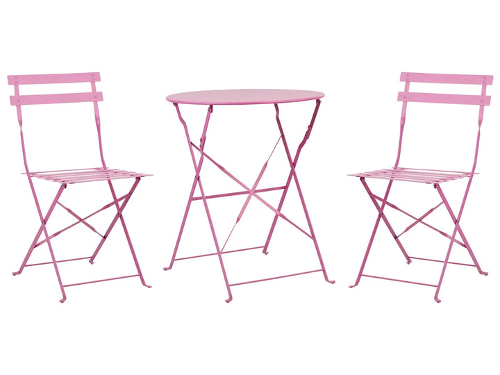 Bistro Set Folding Metal Pink Rosa