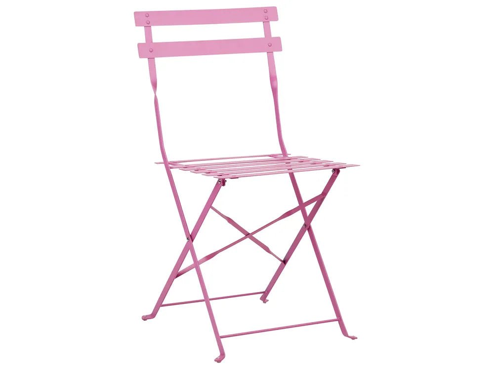 Bistro Set Folding Metal Pink Rosa