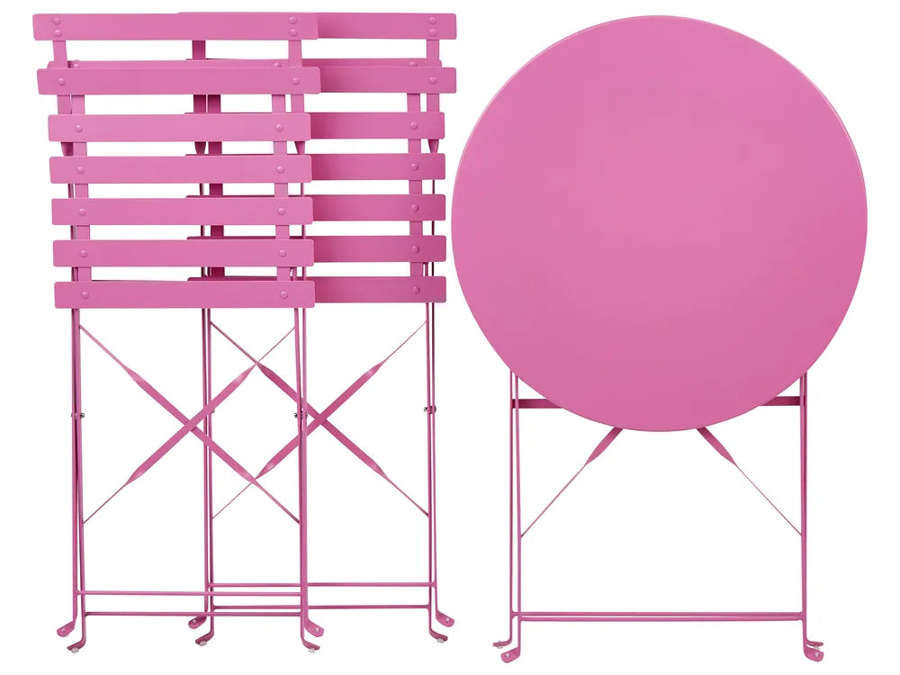 Bistro Set Folding Metal Pink Rosa