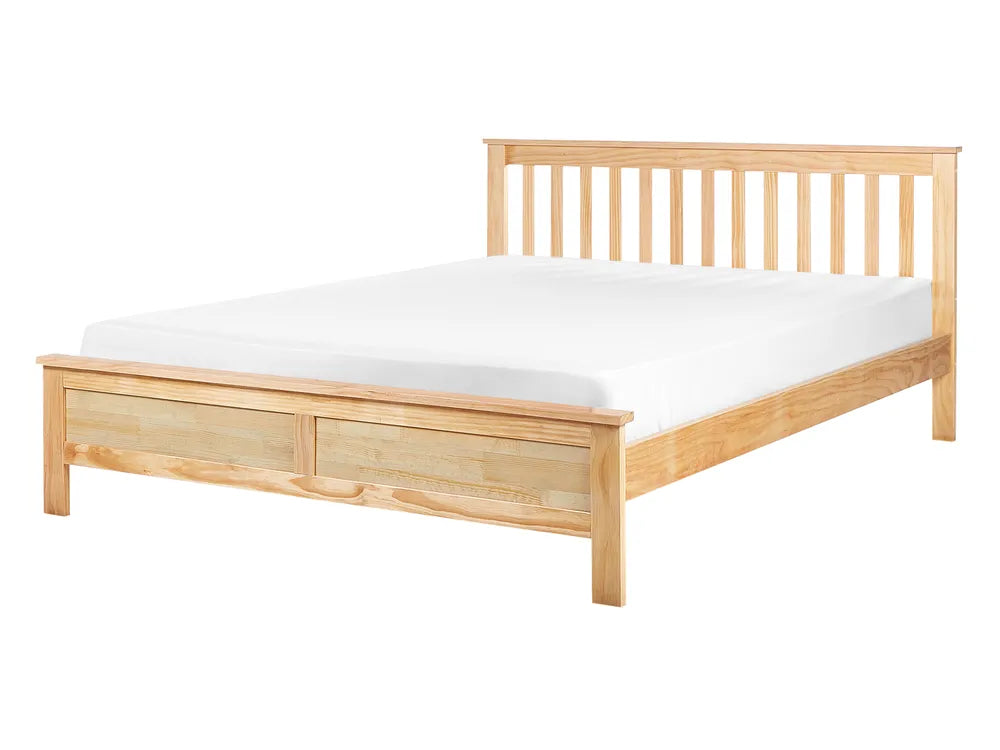 Bed Pine Wood 140 x 200 cm (EU Double) Light Brown Carol