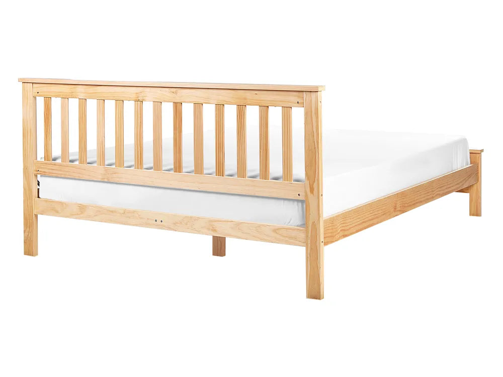 Bed Pine Wood 140 x 200 cm (EU Double) Light Brown Carol