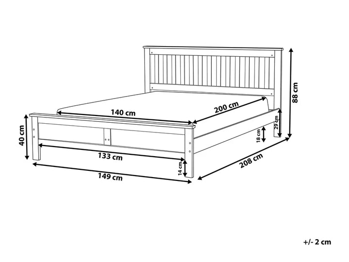 Bed Pine Wood 140 x 200 cm (EU Double) Light Brown Carol