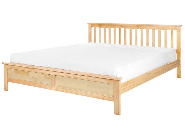Bed Pine Wood 180 x 200 cm (EU Super King) Light Brown Carol