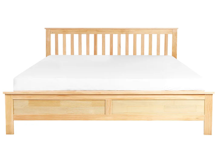 Bed Pine Wood 180 x 200 cm (EU Super King) Light Brown Carol