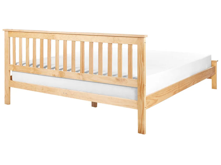 Bed Pine Wood 180 x 200 cm (EU Super King) Light Brown Carol