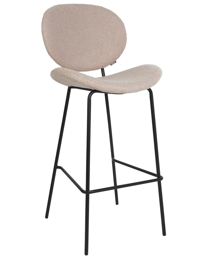 Set of 2 Bar Chairs Boucle Light Beige Comfortable Footrest Garvio