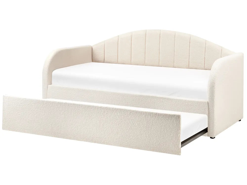 Trundle Bed Boucle Purdy 90 x 200 cm (EU Single) Light Beige