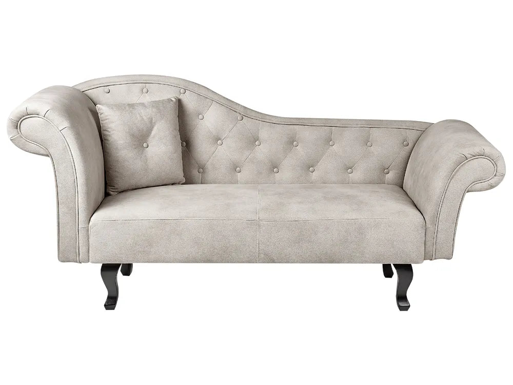 Left-Hand Chaise Lounge Velvet Taupe Lydia