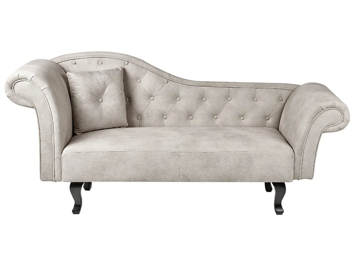 Left-Hand Chaise Lounge Velvet Taupe Lydia