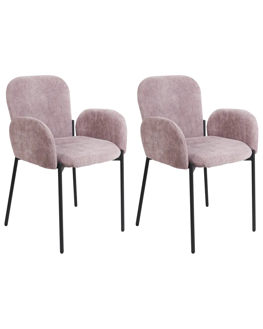 Set of 2 Dining Chairs Fabric Pink Elle
