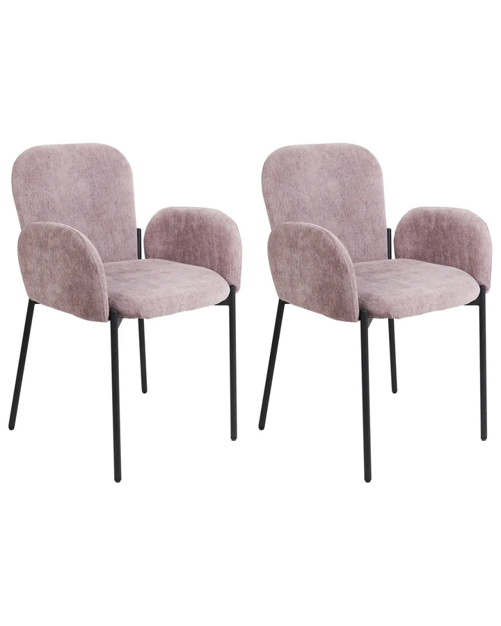 Set of 2 Dining Chairs Fabric Pink Elle