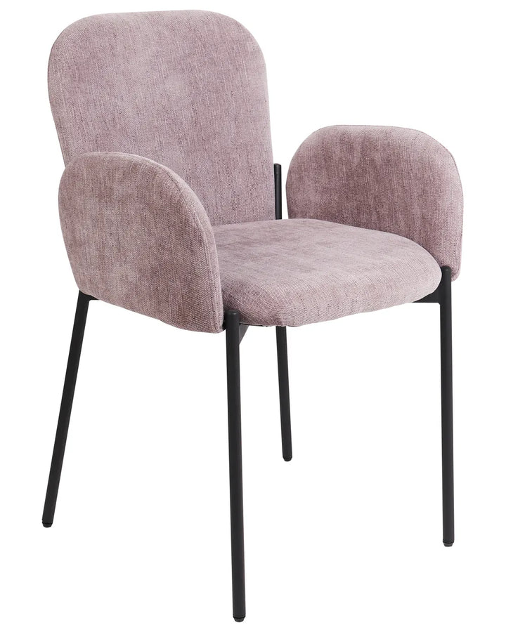 Set of 2 Dining Chairs Fabric Pink Elle