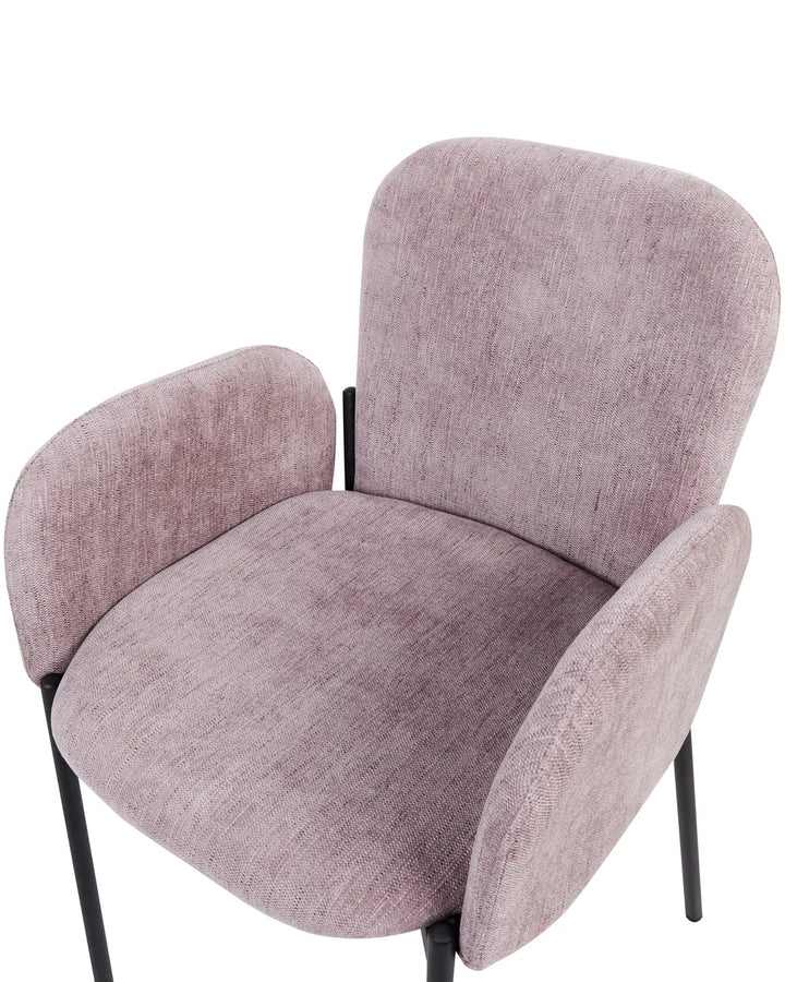 Set of 2 Dining Chairs Fabric Pink Elle