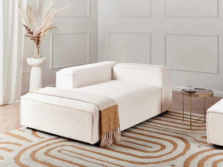 Right-Hand Chaise Lounge Boucle Off-White Oakham
