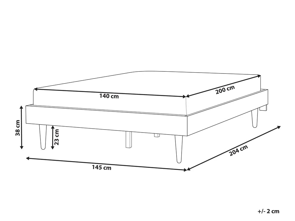 Bed 140 x 200 cm (EU Super King) Brown Ash Wood Aly