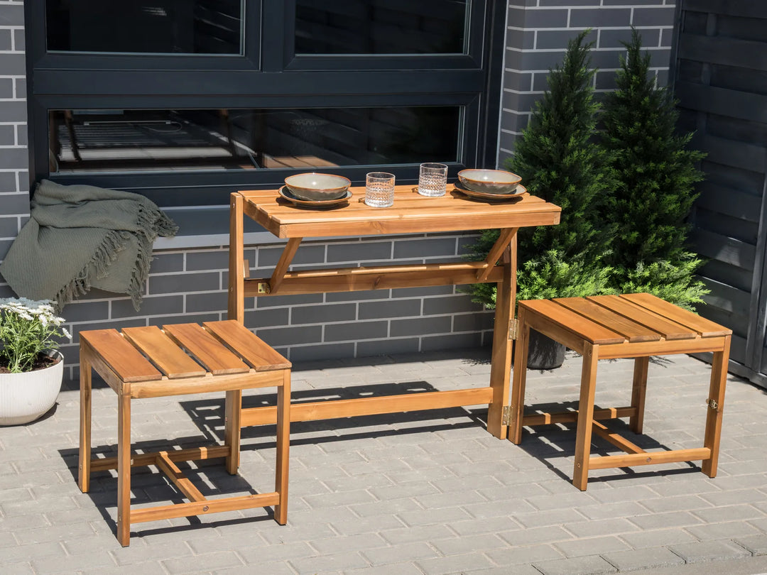Convertible Garden Bench Bistro Set Acacia Wood Brown Kley