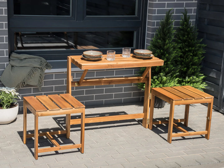 Convertible Garden Bench Bistro Set Acacia Wood Brown Kley