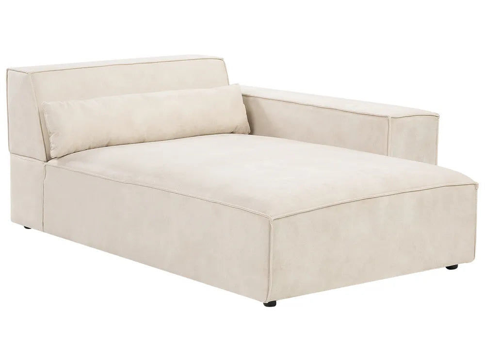 Left-Hand Chaise Lounge Velvet Light Beige Sonya