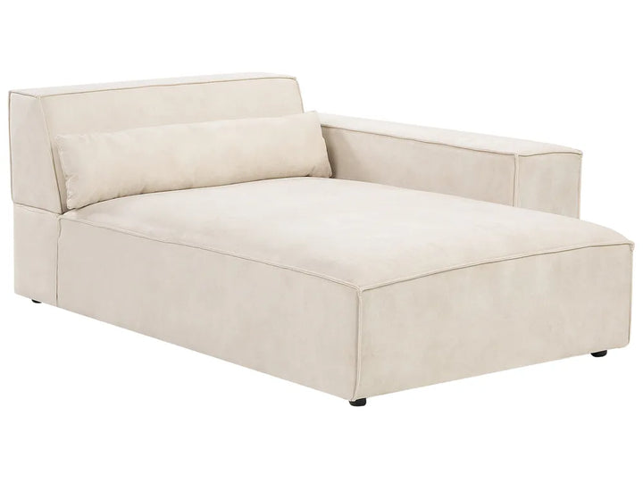 Left-Hand Chaise Lounge Velvet Light Beige Sonya