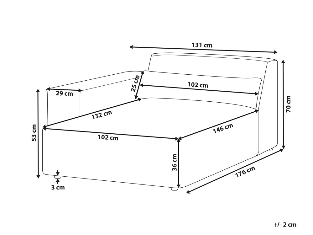 Right-Hand Chaise Lounge Fabric Grey Sonya
